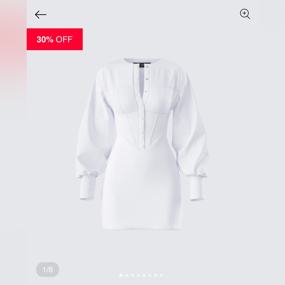 Finesse White Long Sleeve Dress